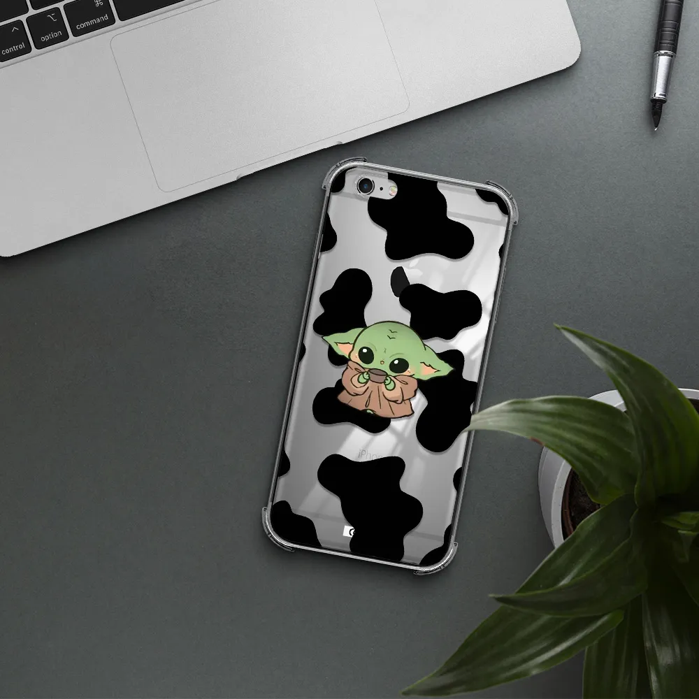 a cartoon of a baby yoda Apple iPhone 6 plus Clear PC Case