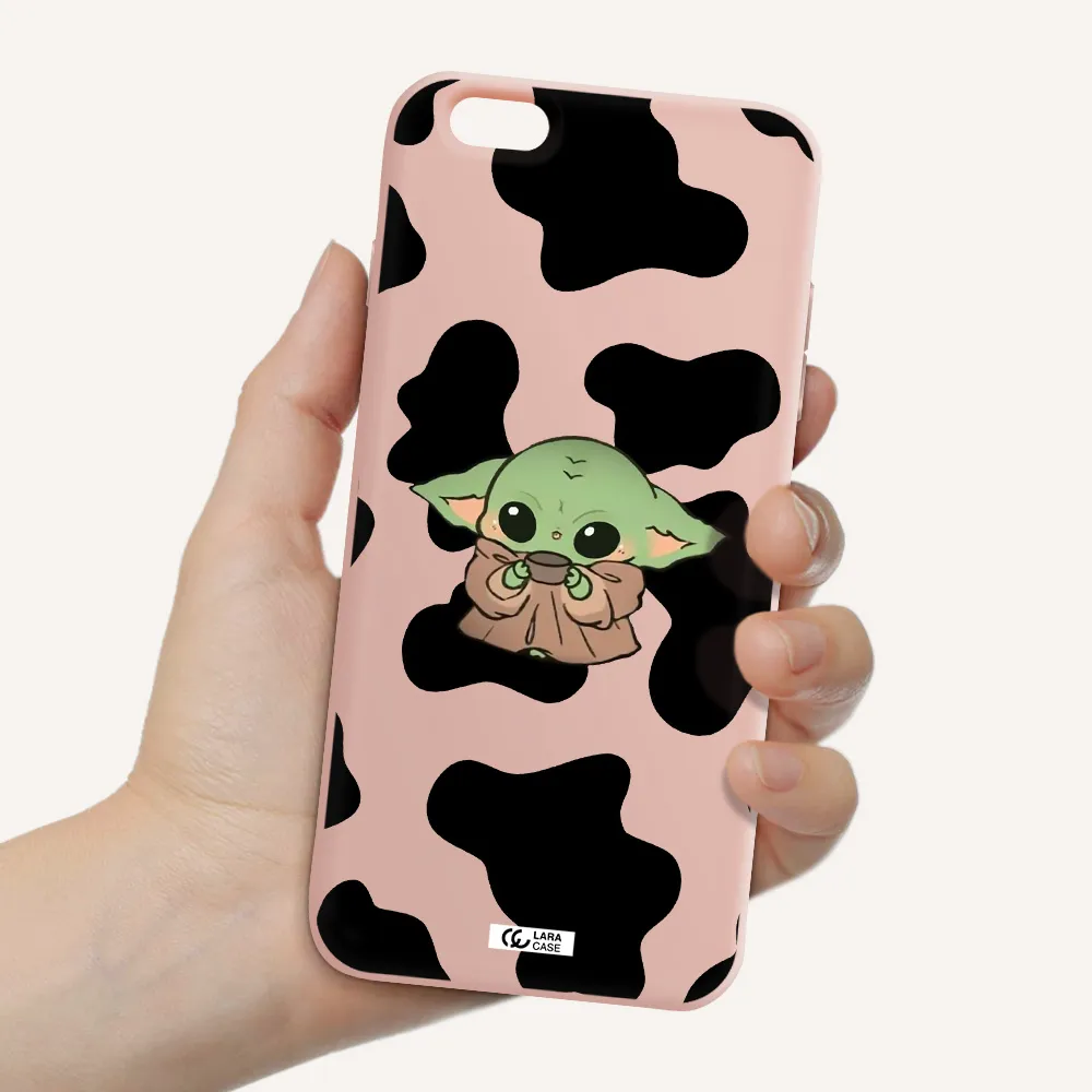 a cartoon of a baby yoda Apple iPhone 6 s plus Silicone pastel pink Case
