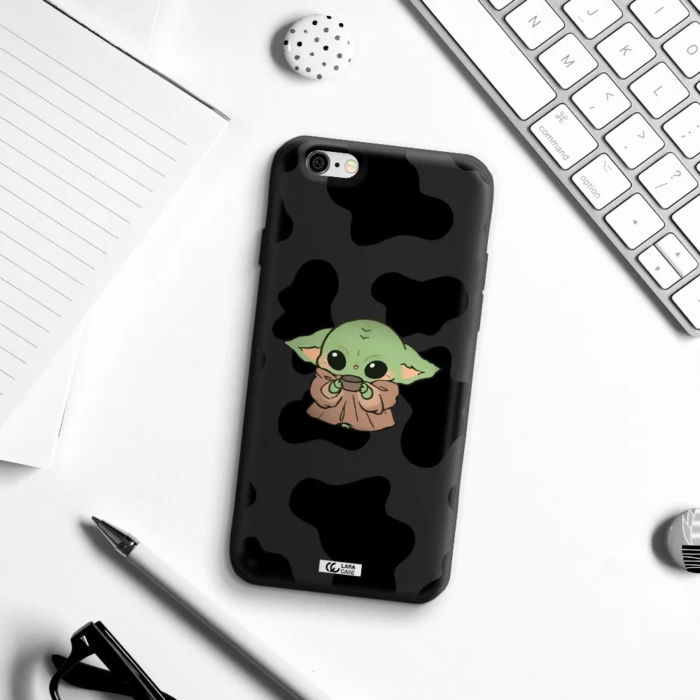 a cartoon of a baby yoda Apple iPhone 6 Silicone black Case