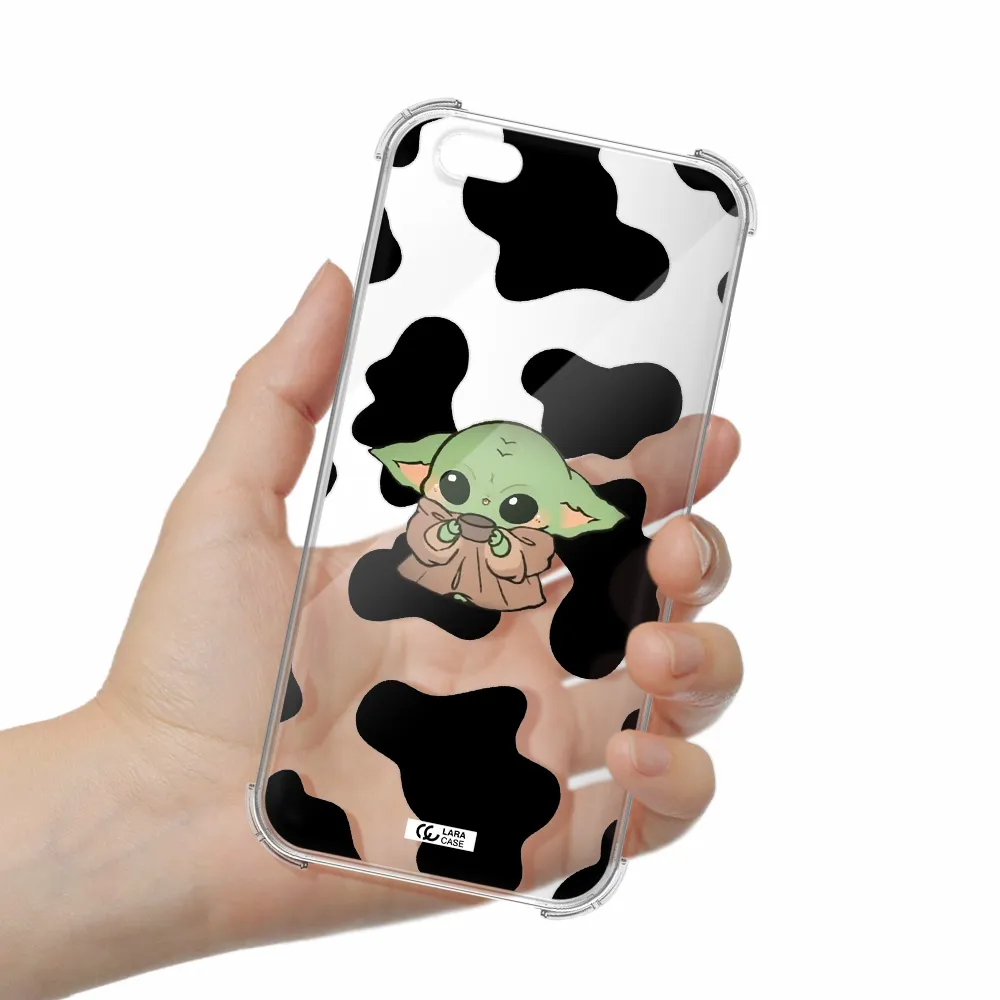 a cartoon of a baby yoda Apple iPhone 6S Clear PC Case