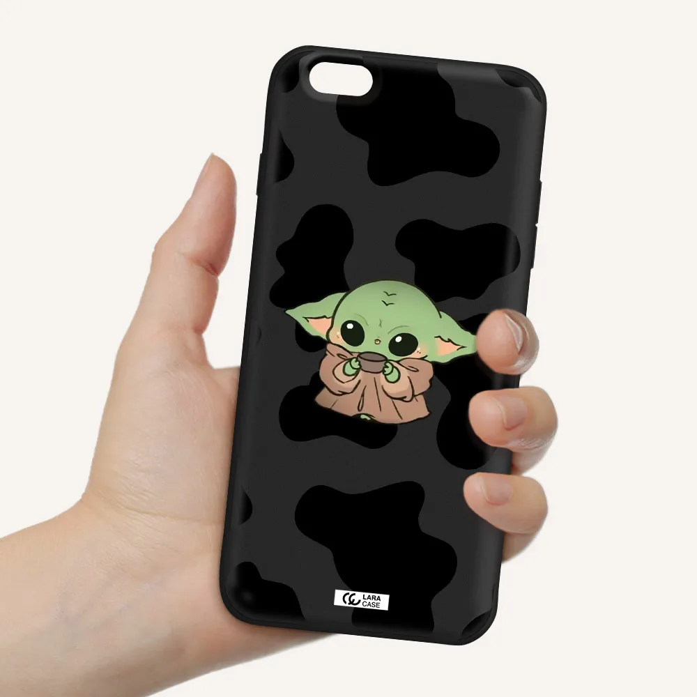a cartoon of a baby yoda Apple iPhone 6S Silicone black Case