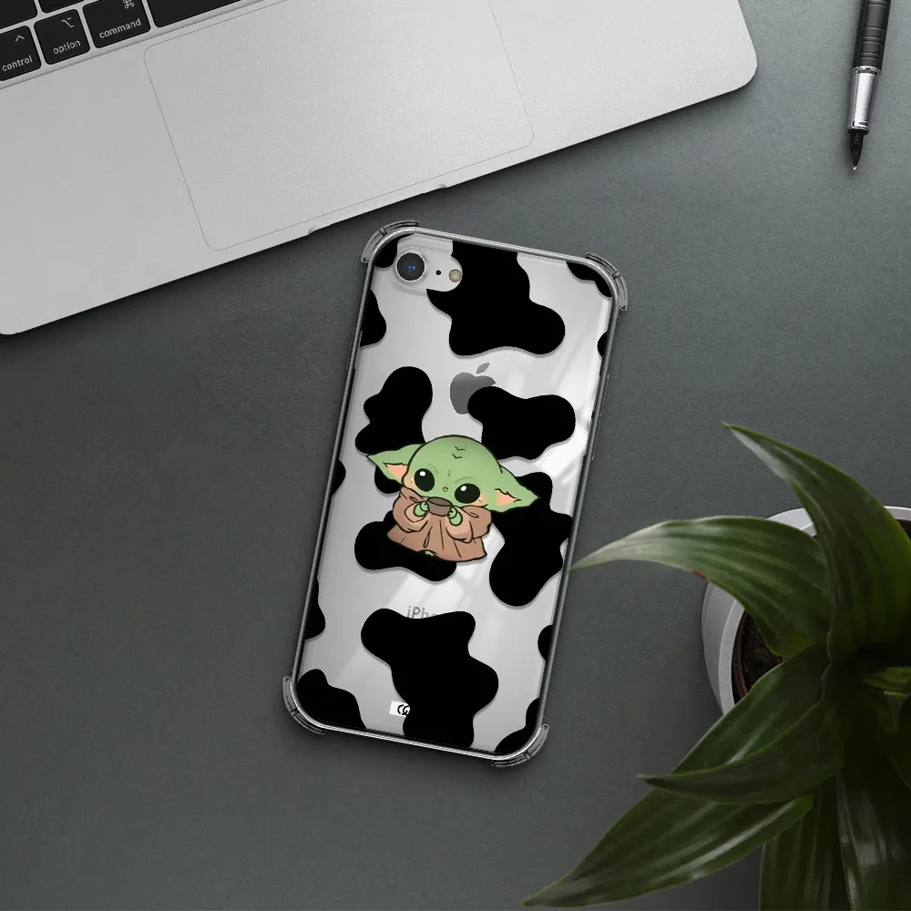 a cartoon of a baby yoda Apple iPhone 7 Clear PC Case