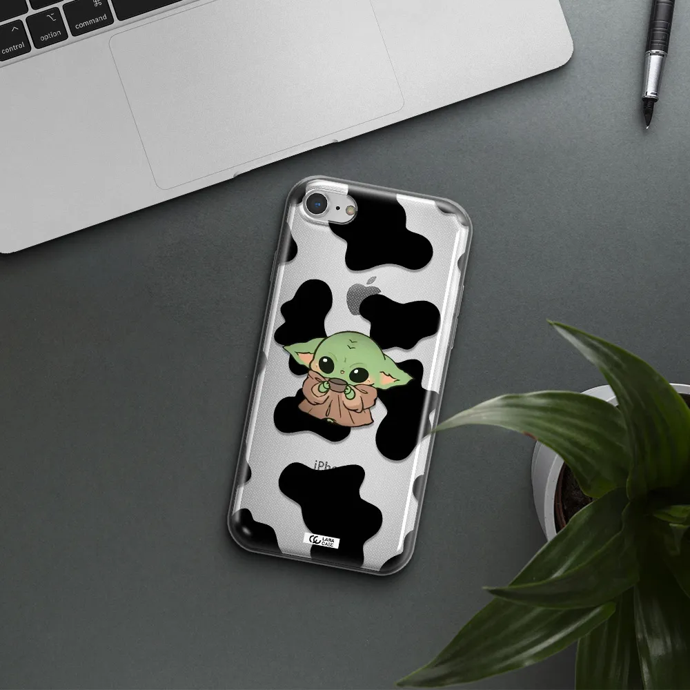 a cartoon of a baby yoda Apple iPhone 7 Clear TPU Case