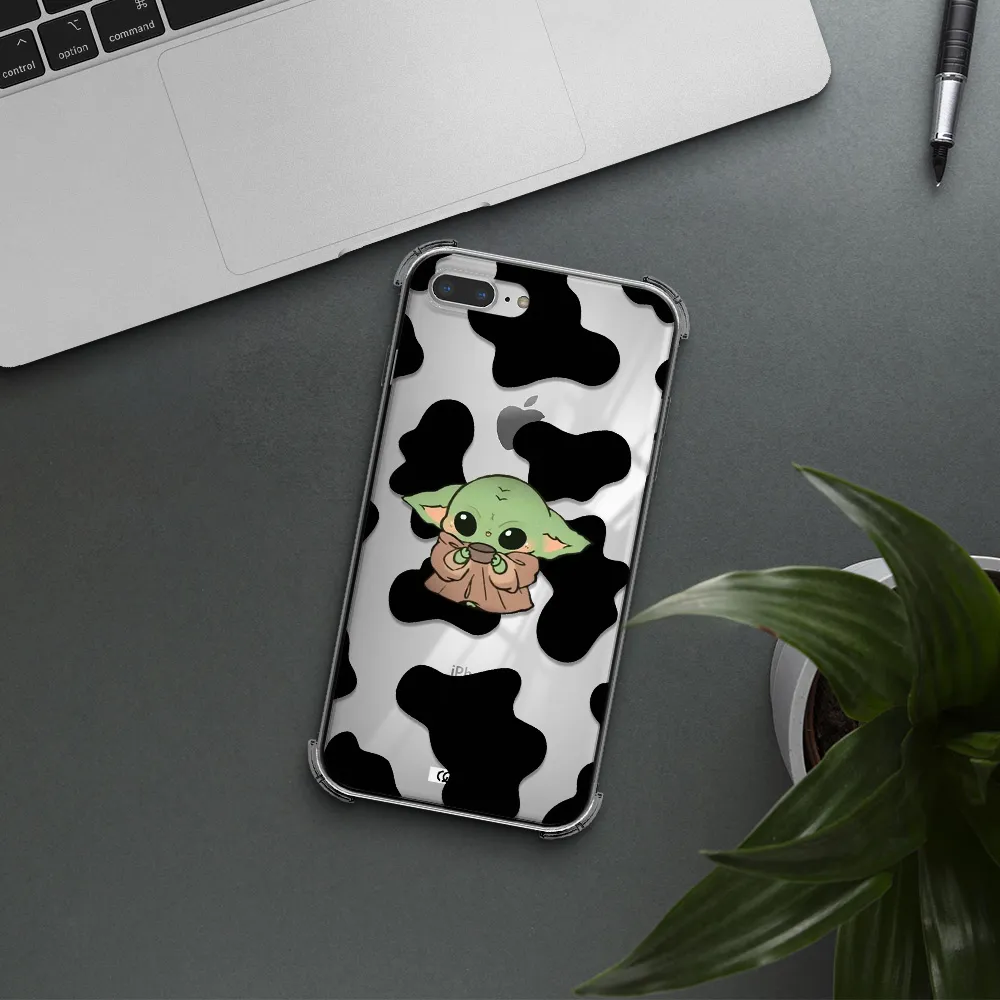 a cartoon of a baby yoda Apple iPhone 7 plus Clear PC Case