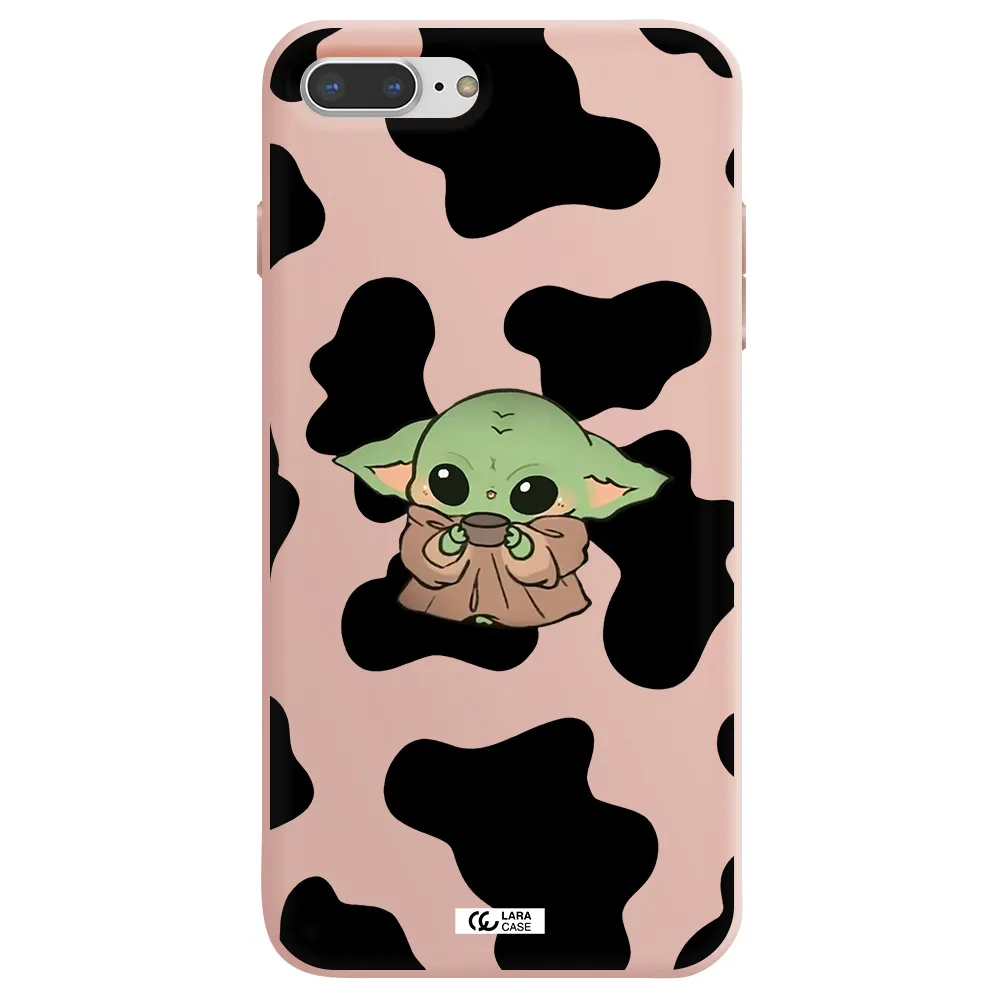 a cartoon of a baby yoda Apple iPhone 7 plus Silicone pastel pink Case