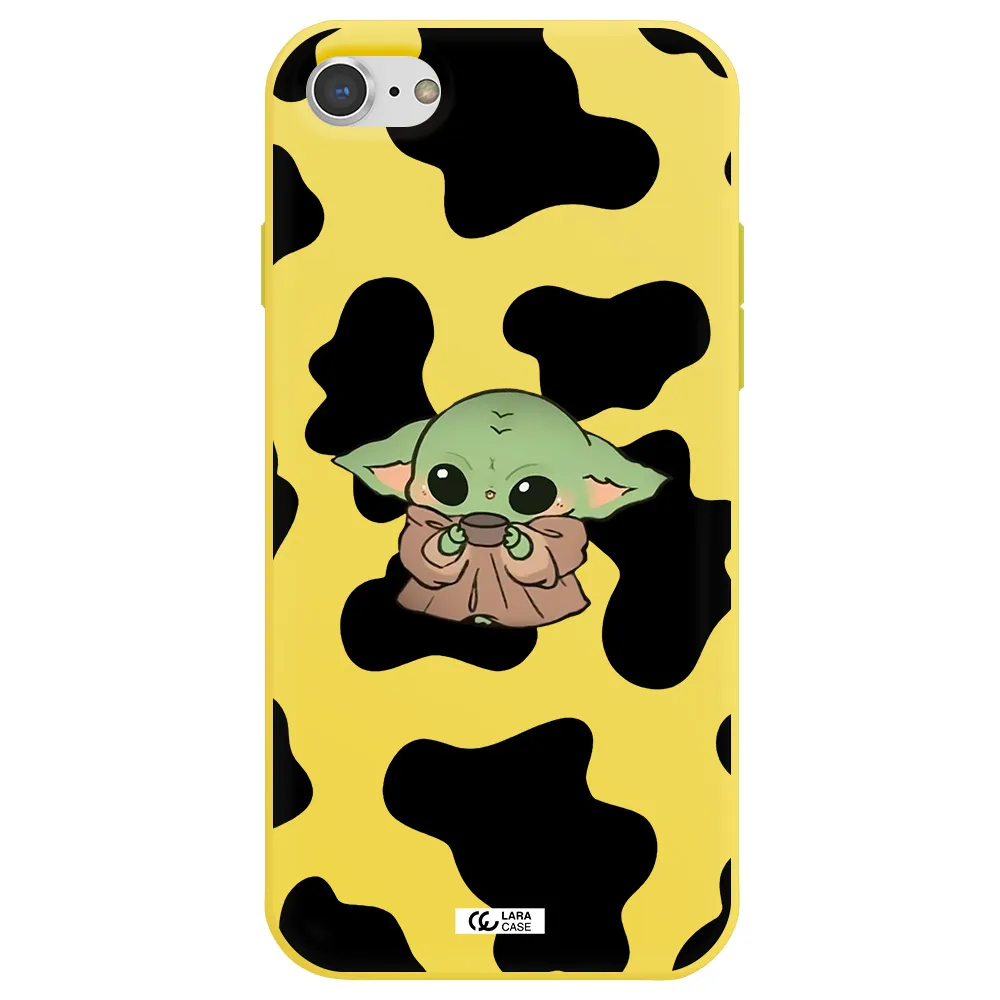 a cartoon of a baby yoda Apple iPhone 7 Silicone canary yellow Case