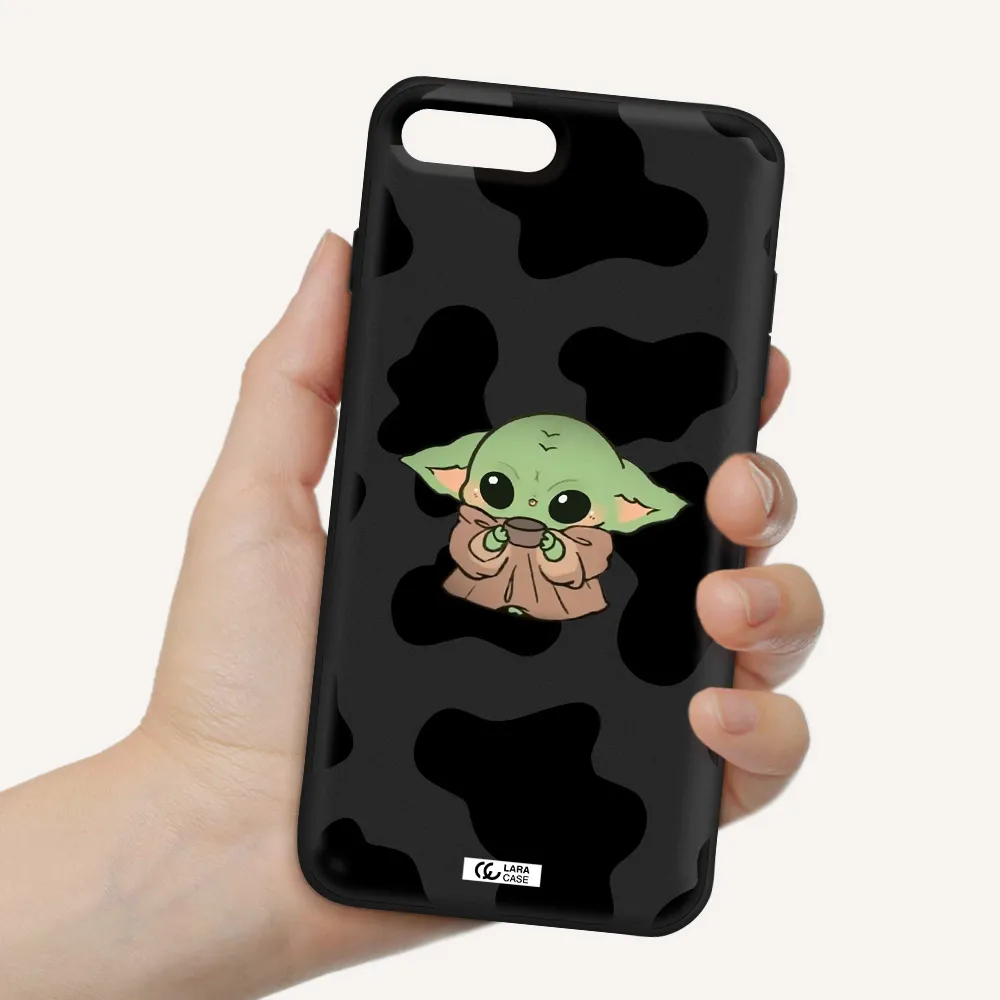 a cartoon of a baby yoda Apple iPhone 8 plus Silicone black Case