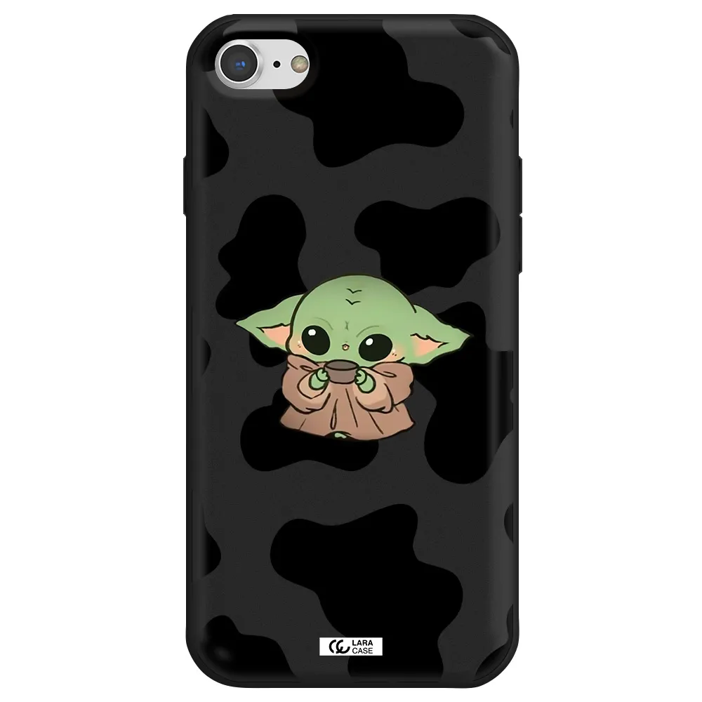a cartoon of a baby yoda Apple iPhone 8 Silicone black Case