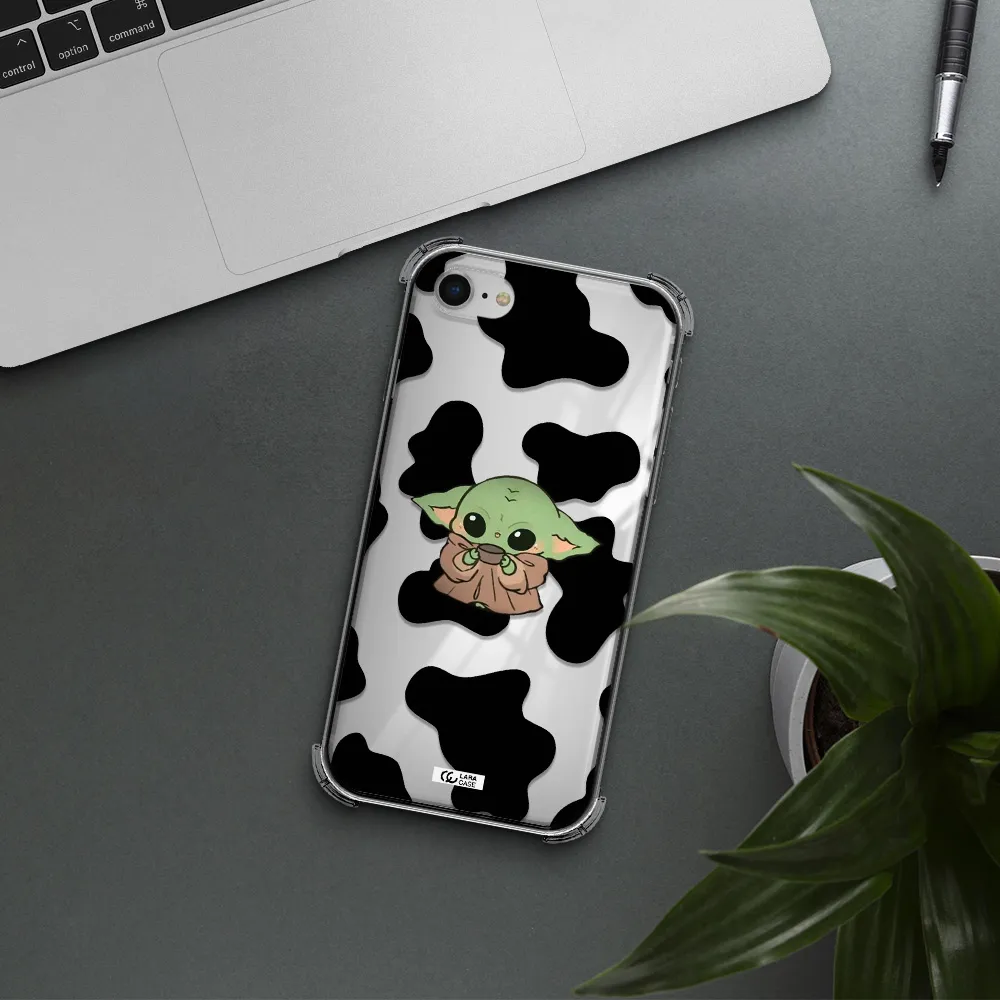 a cartoon of a baby yoda Apple iPhone se 2020 Clear PC Case