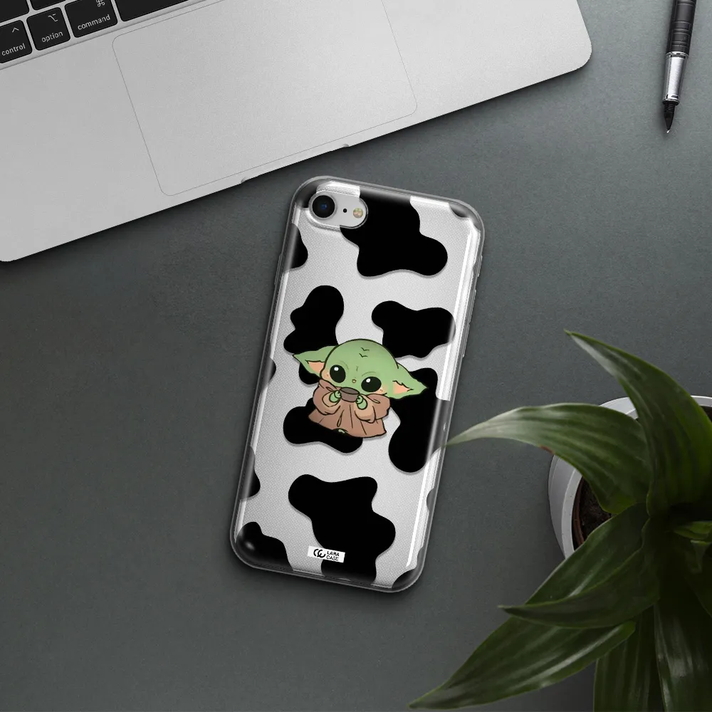 A Cartoon Of A Baby Yoda Apple Iphone Se 2020 Clear Tpu Case