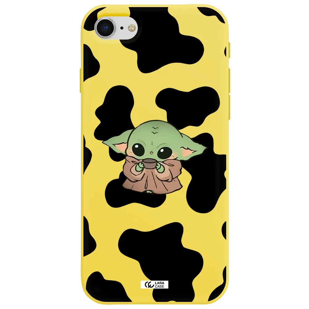 a cartoon of a baby yoda Apple iPhone se 2020 Silicone canary yellow Case
