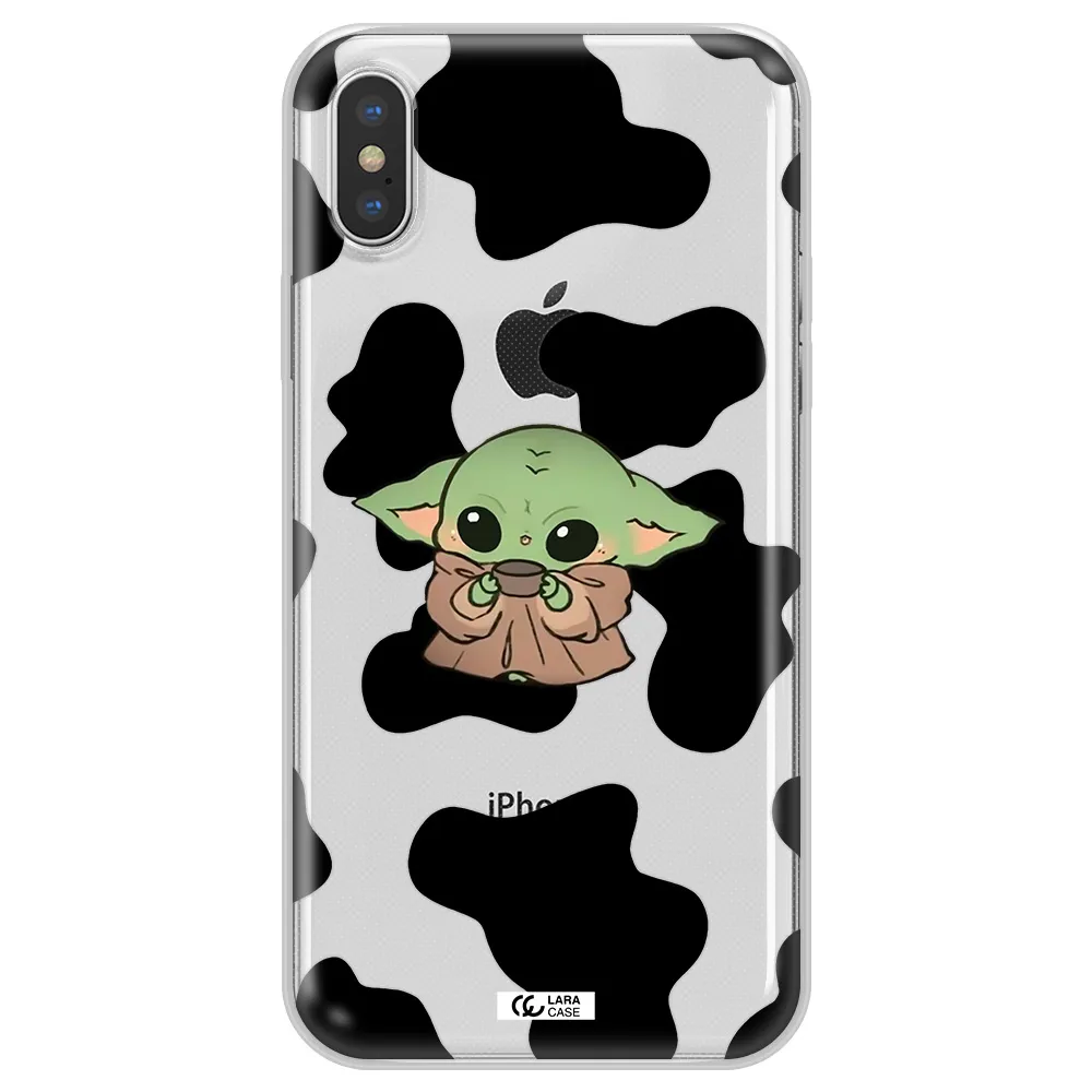 a cartoon of a baby yoda Apple iPhone X Clear TPU Case