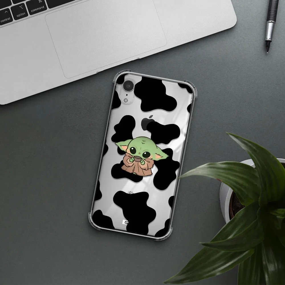 a cartoon of a baby yoda Apple iPhone XR Clear PC Case