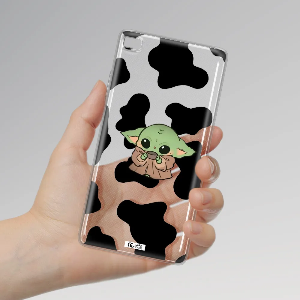 a cartoon of a baby yoda Huawei P8 Clear TPU Case