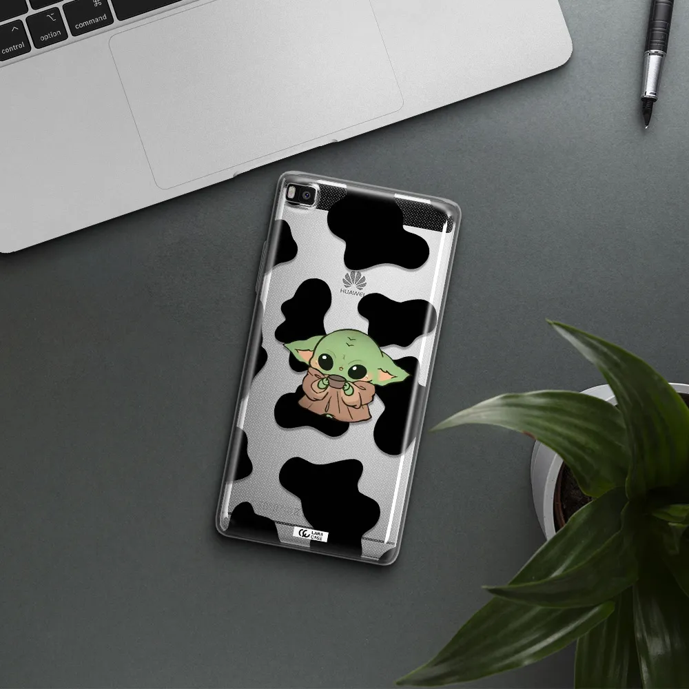 a cartoon of a baby yoda Huawei P8 Clear TPU Case