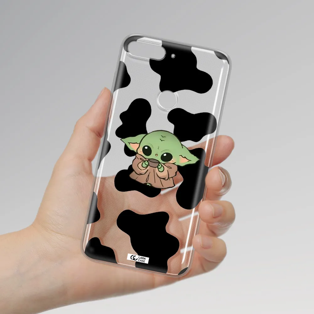 a cartoon of a baby yoda Huawei Y7 2018 Clear TPU Case