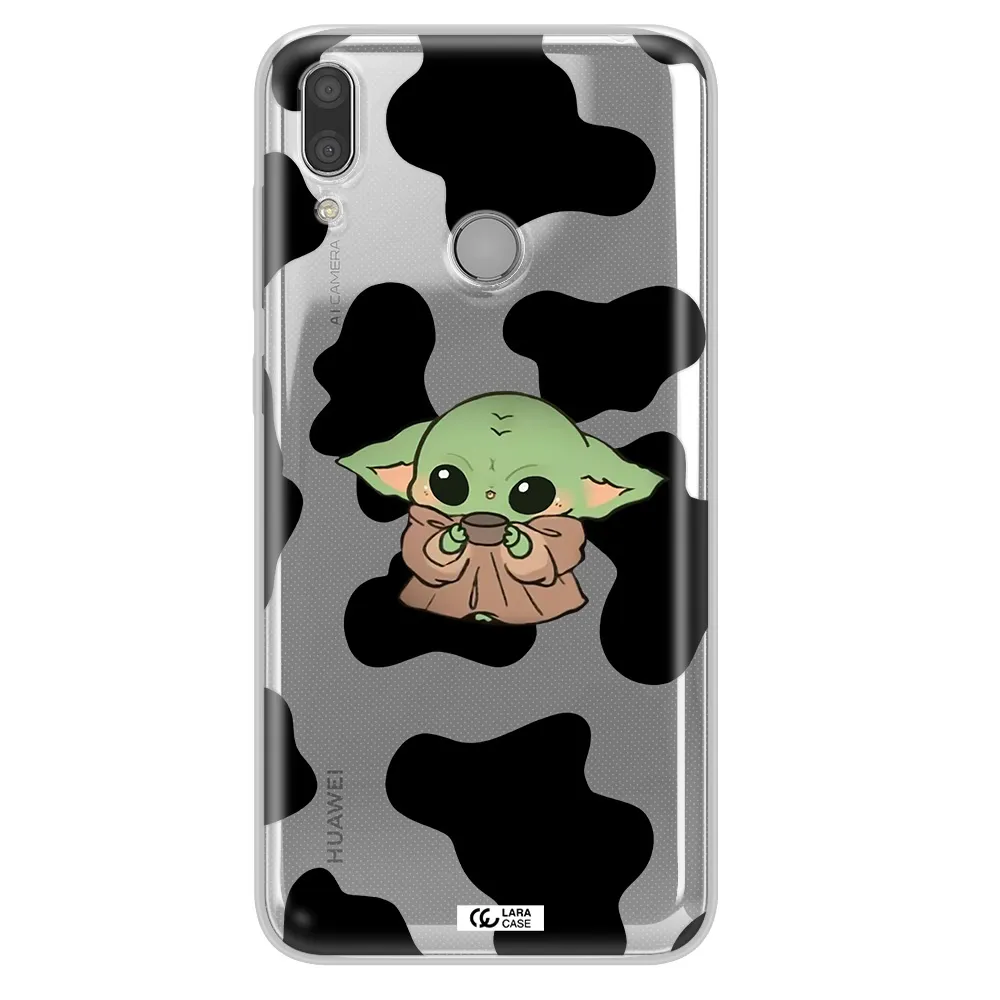 a cartoon of a baby yoda Huawei Y7 2019 Clear TPU Case
