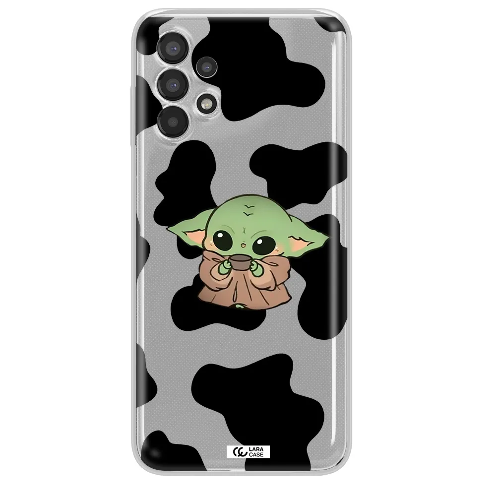 a cartoon of a baby yoda Samsung A13 Clear TPU Case