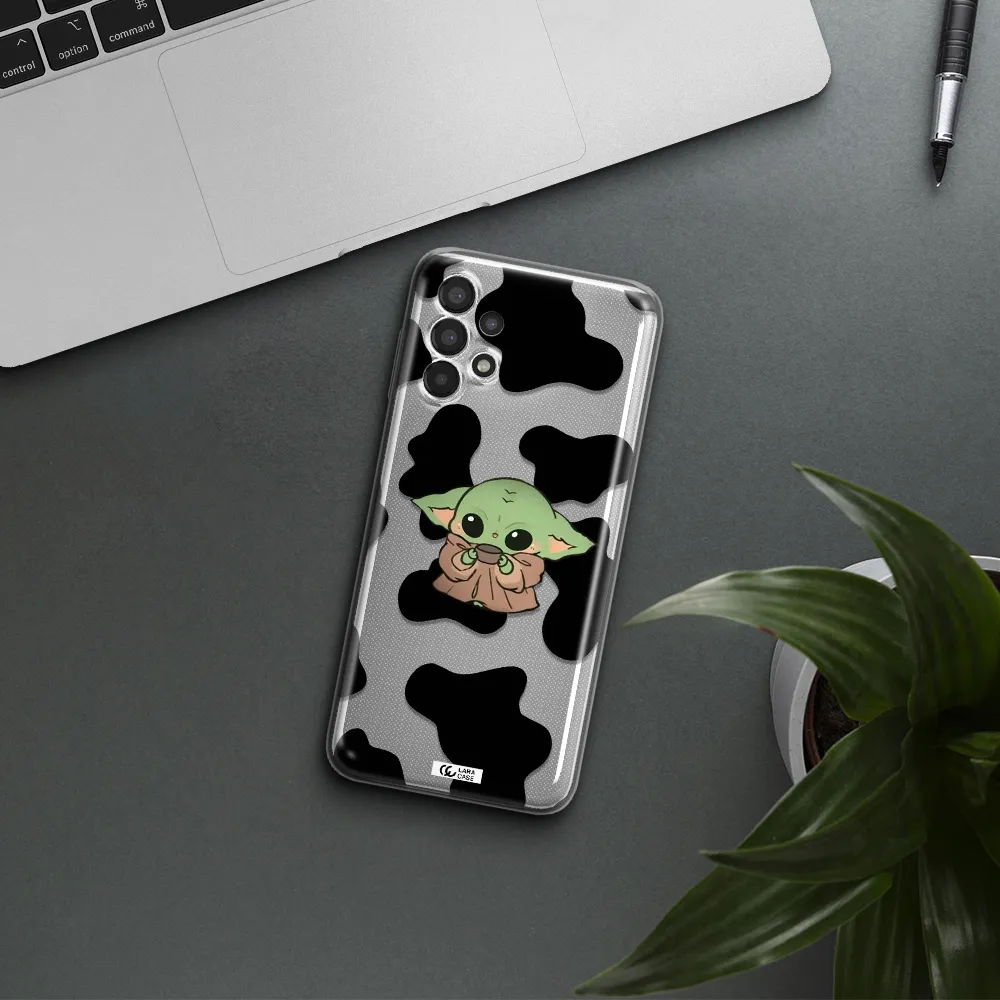 a cartoon of a baby yoda Samsung A13 Clear TPU Case