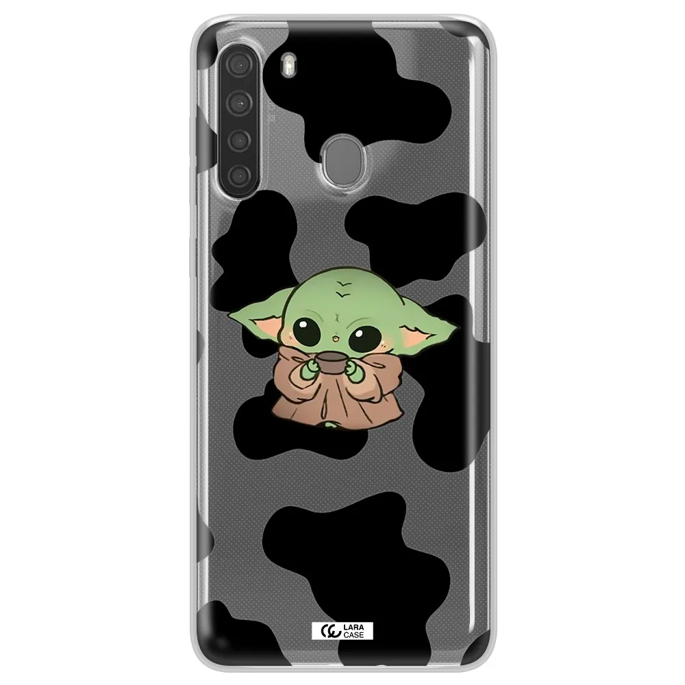 a cartoon of a baby yoda Samsung A21 Clear TPU Case