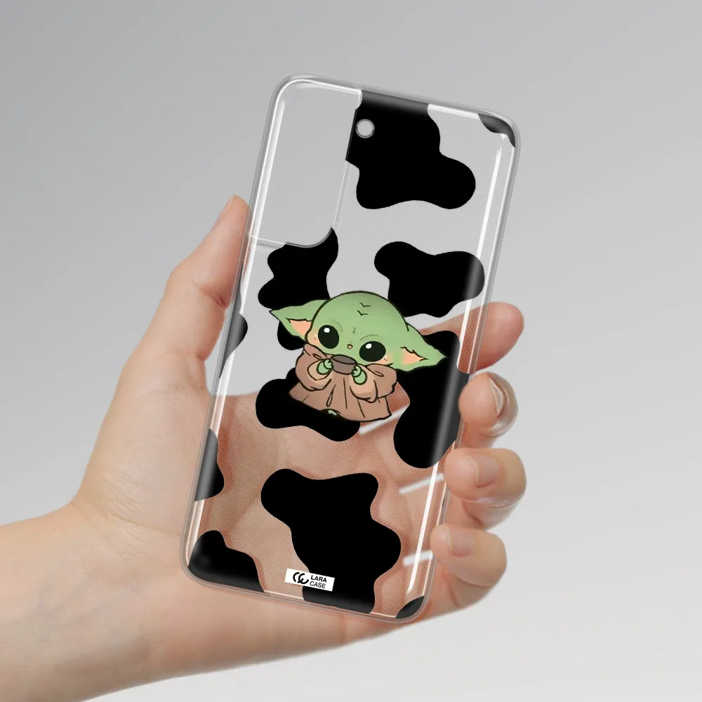 a cartoon of a baby yoda Samsung A21 Fe Clear TPU Case