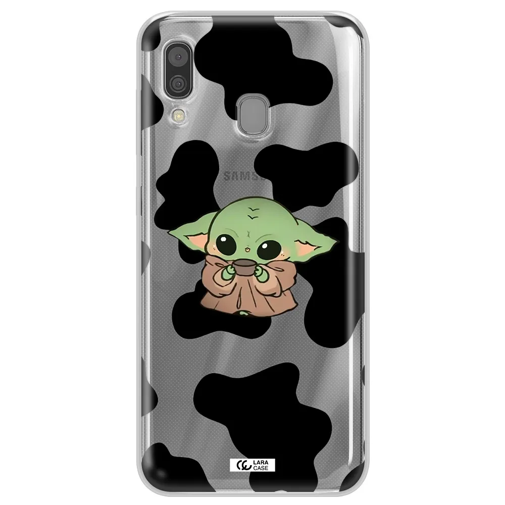 a cartoon of a baby yoda Samsung A30 Clear TPU Case
