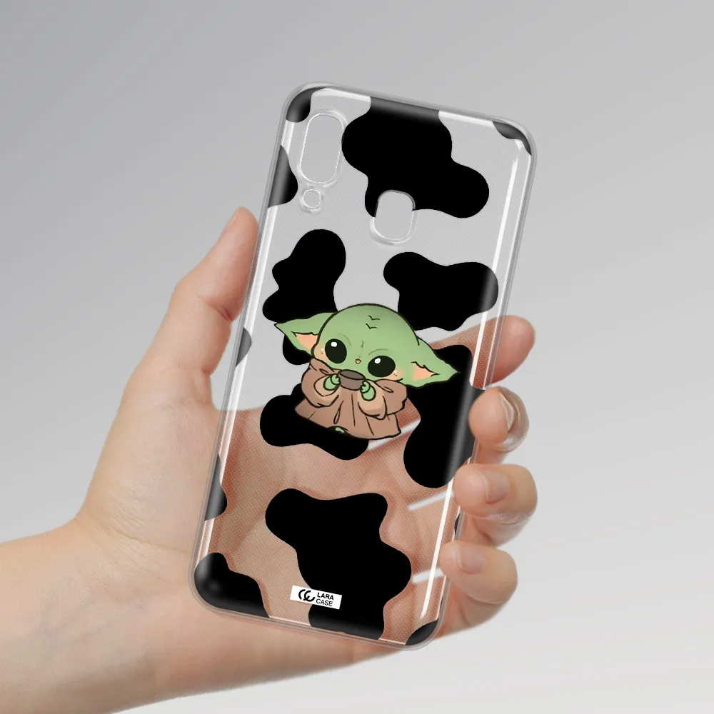 a cartoon of a baby yoda Samsung A30 Clear TPU Case
