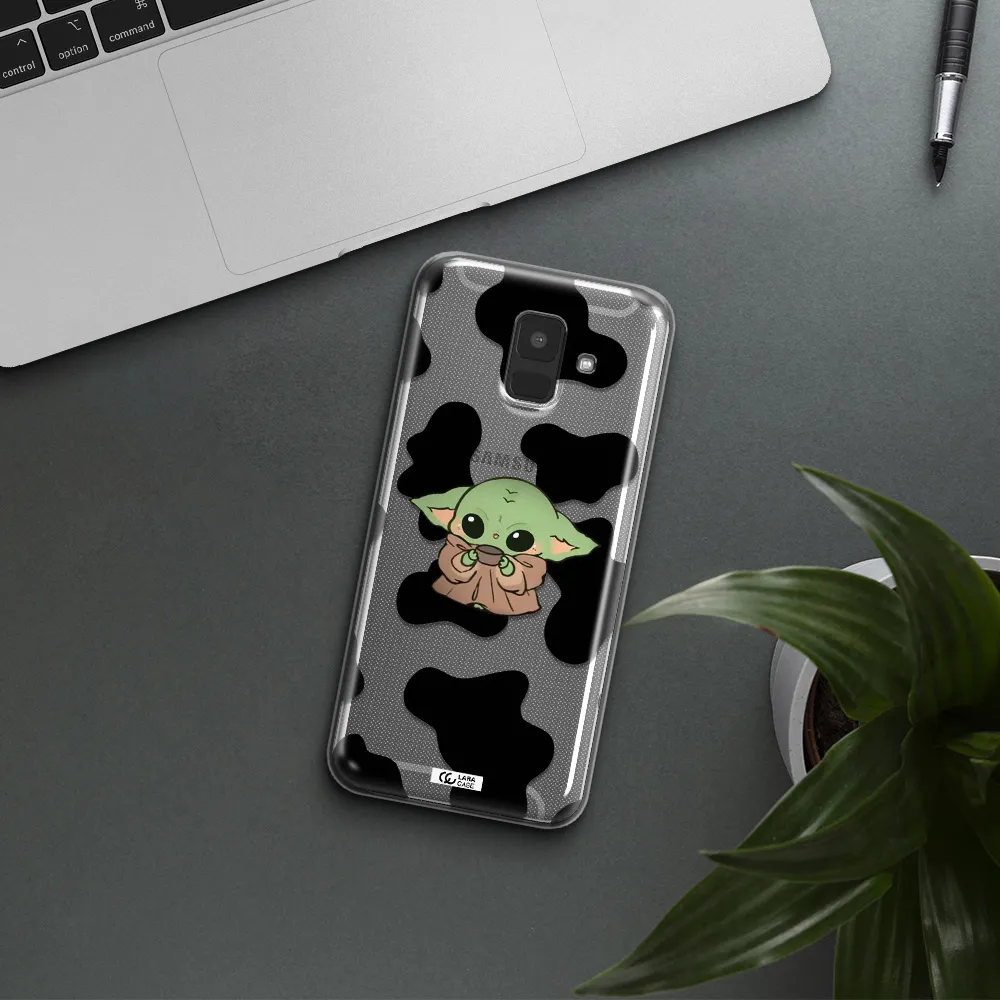 a cartoon of a baby yoda Samsung A6 Clear TPU Case