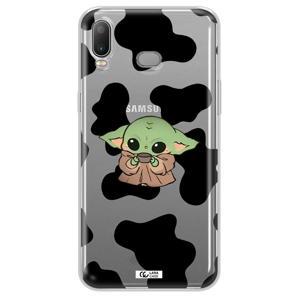 a cartoon of a baby yoda Samsung A6S Clear TPU Case