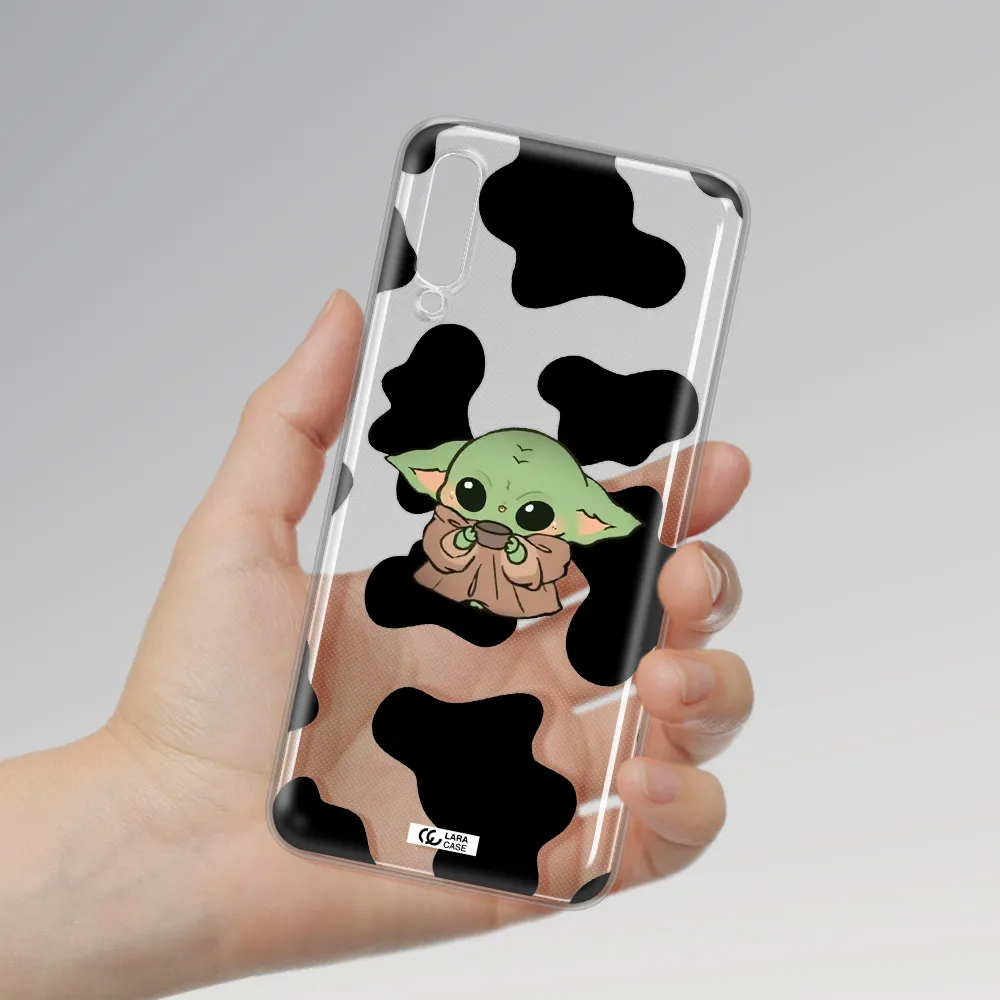 a cartoon of a baby yoda Samsung A70 Clear TPU Case