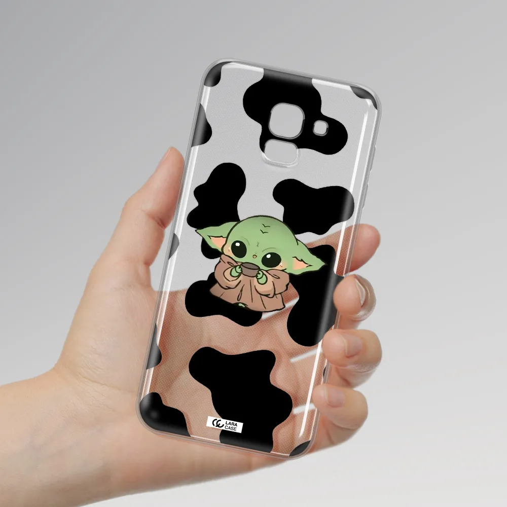 a cartoon of a baby yoda Samsung J6 Clear TPU Case