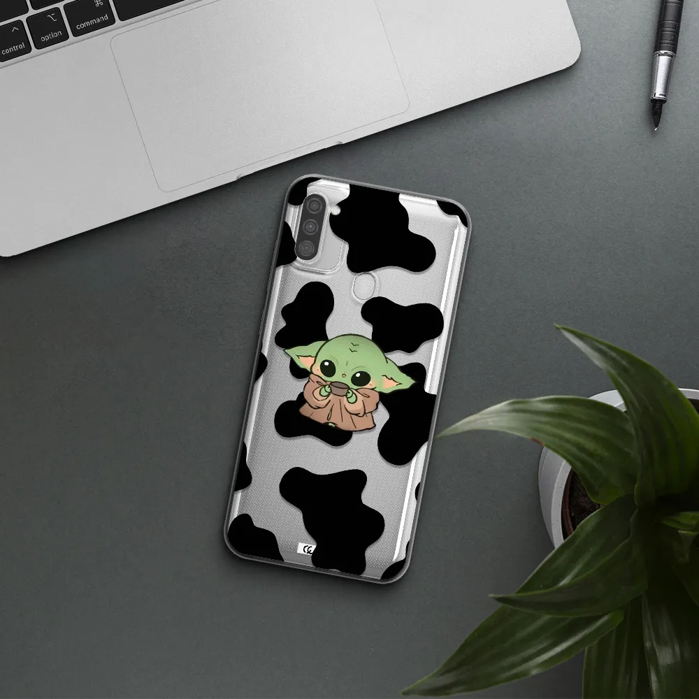 a cartoon of a baby yoda Samsung M11 Clear TPU Case