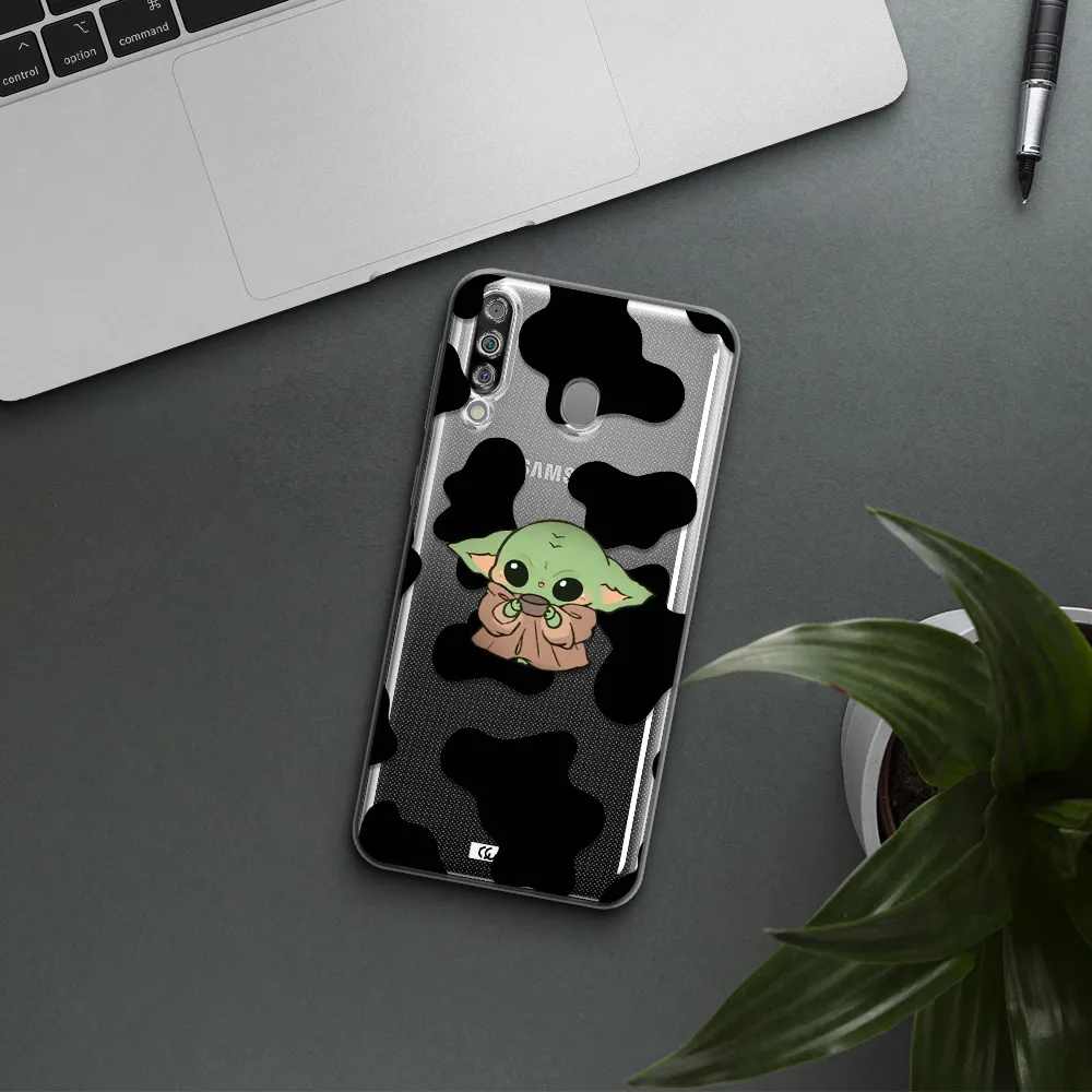 a cartoon of a baby yoda Samsung M30 Clear TPU Case