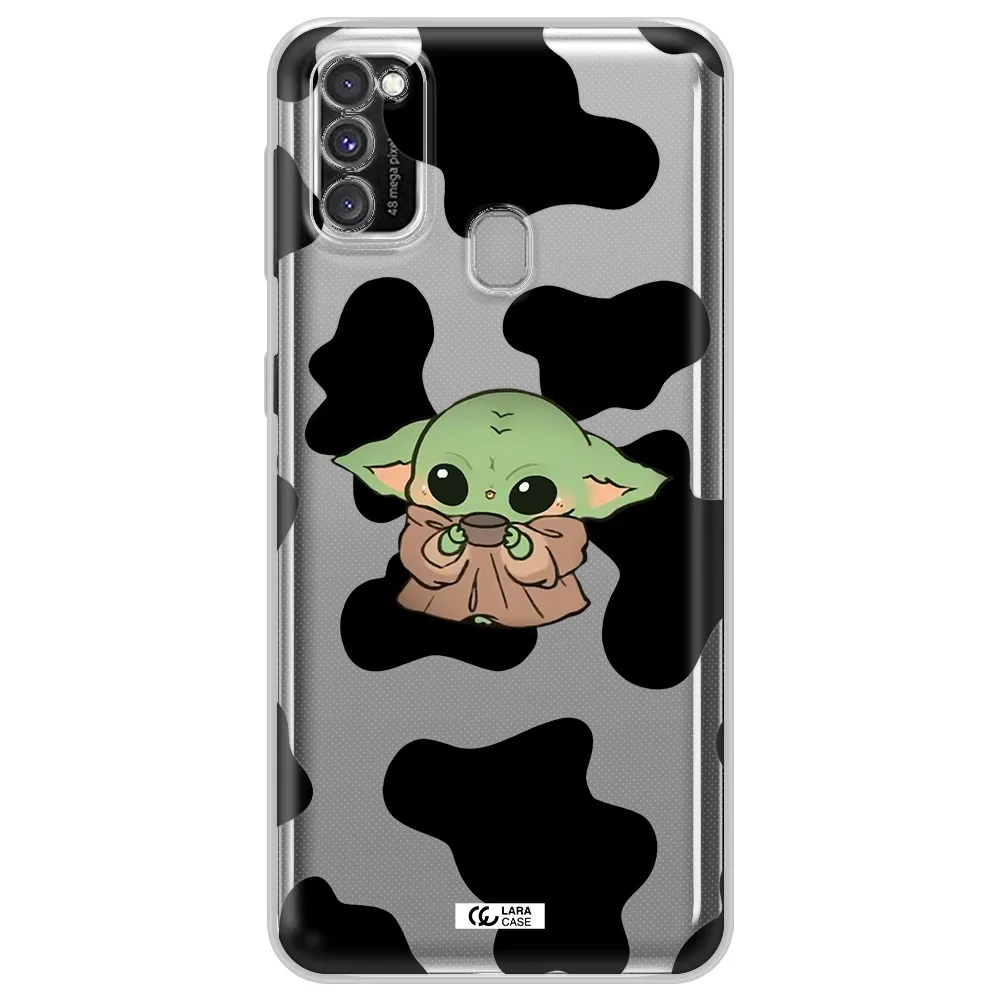 a cartoon of a baby yoda Samsung M30S Clear TPU Case