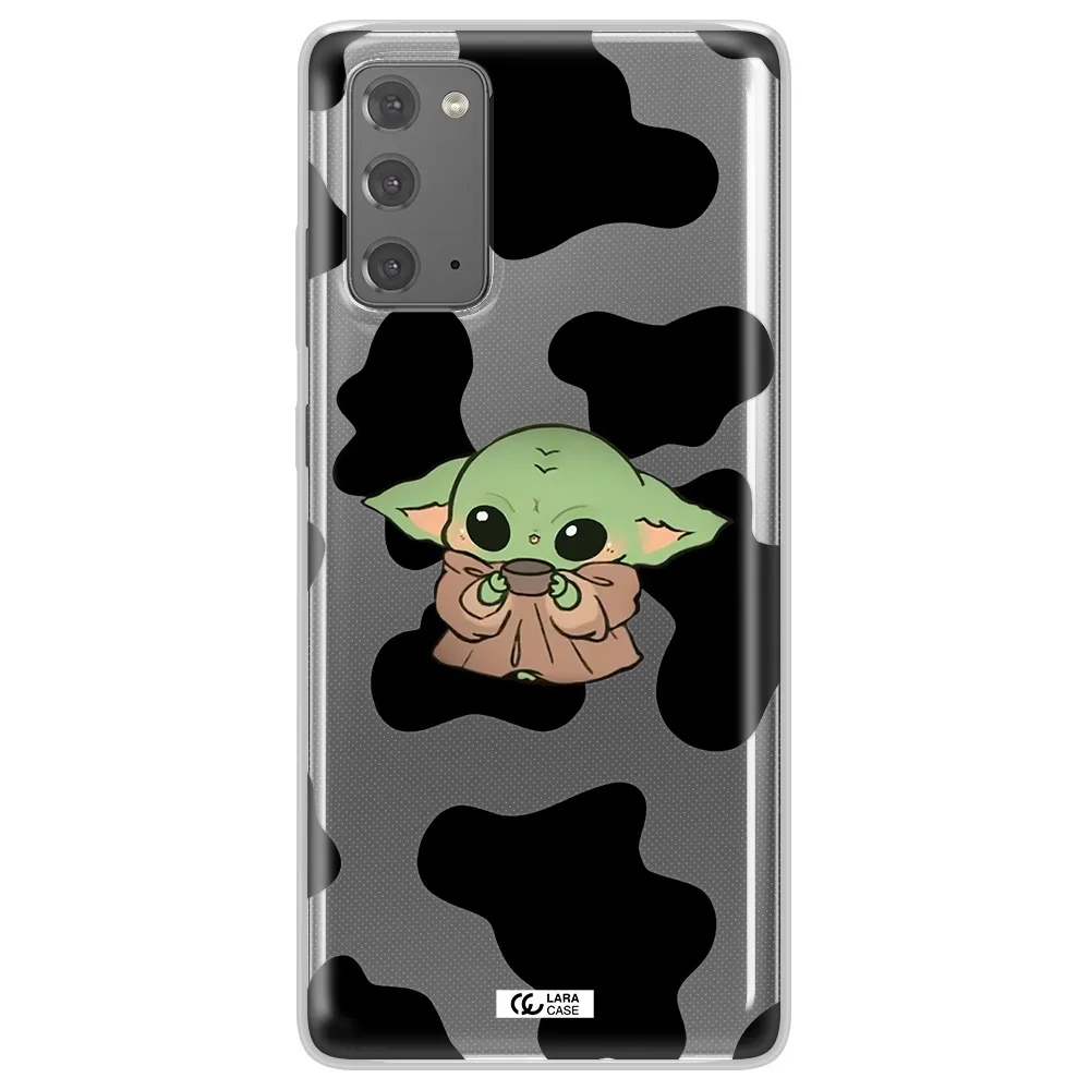 a cartoon of a baby yoda Samsung Note 20 Clear TPU Case