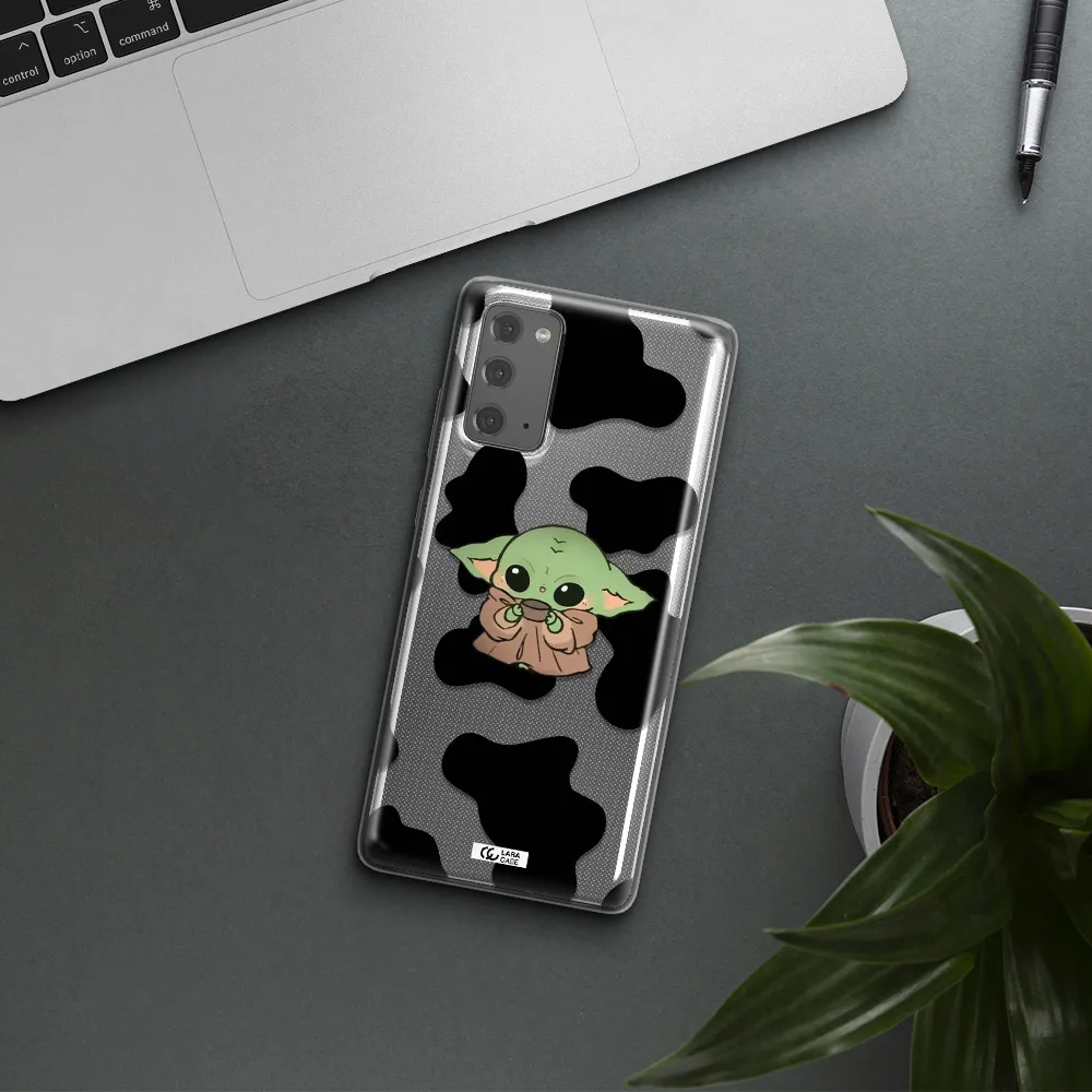 a cartoon of a baby yoda Samsung Note 20 Clear TPU Case