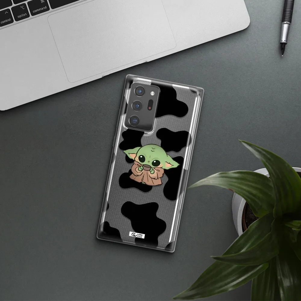 a cartoon of a baby yoda Samsung Note 20 Ultra Clear TPU Case