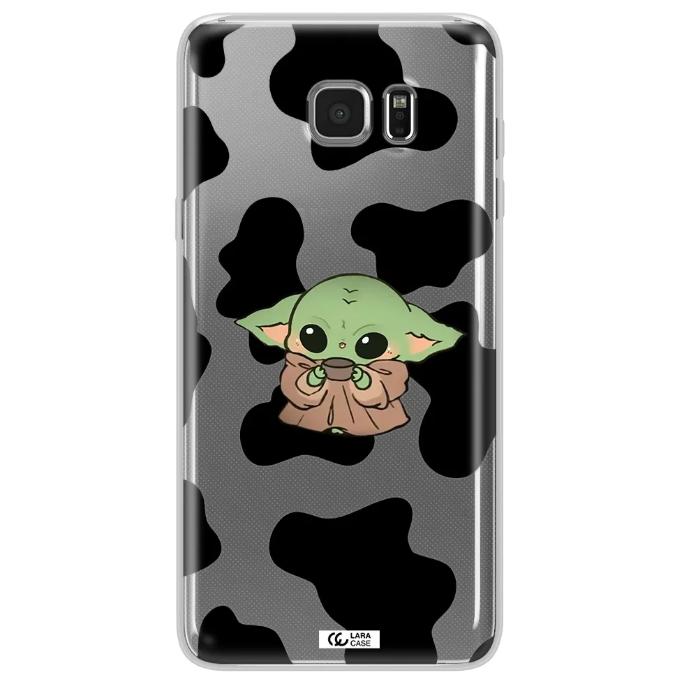 a cartoon of a baby yoda Samsung Note 5 Clear TPU Case