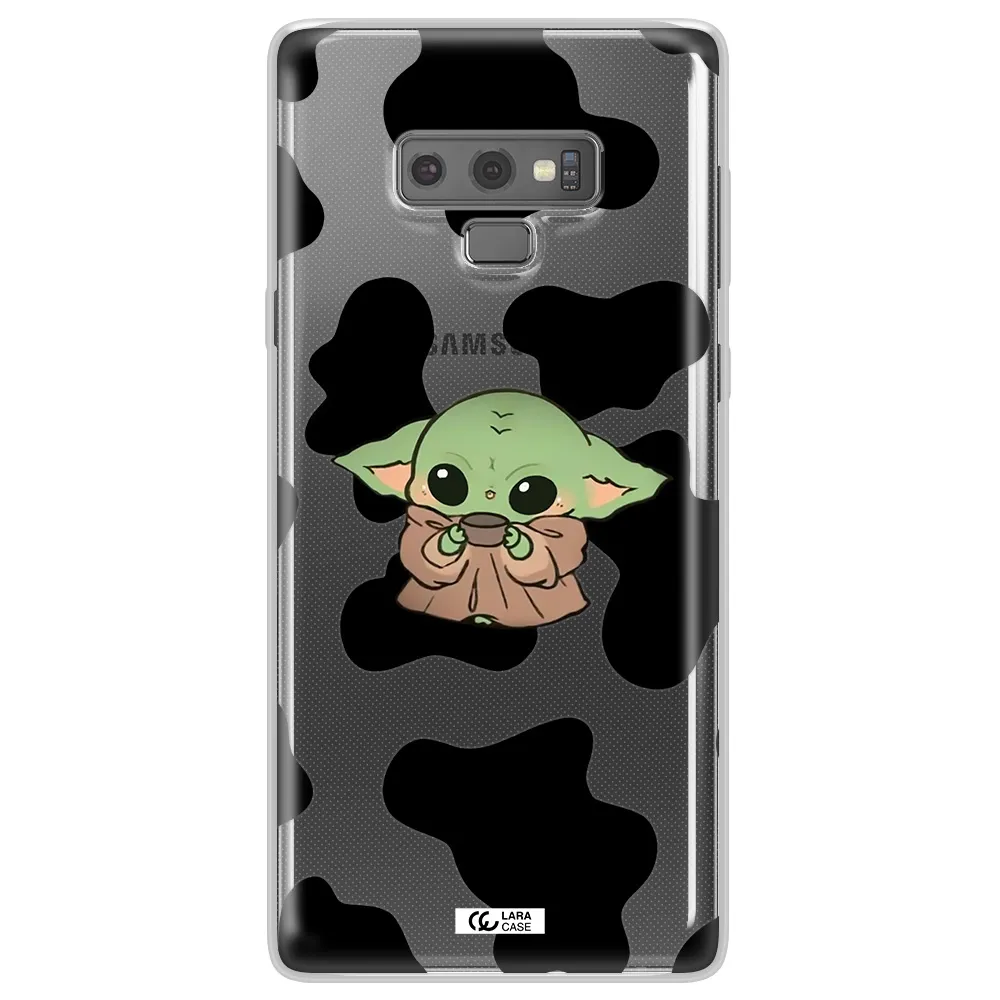 a cartoon of a baby yoda Samsung Note 9 Clear TPU Case