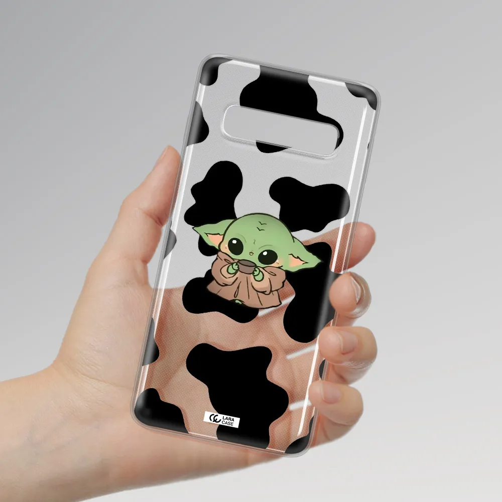 a cartoon of a baby yoda Samsung S10 Clear TPU Case
