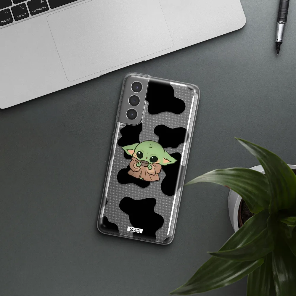 a cartoon of a baby yoda Samsung S21 Clear TPU Case