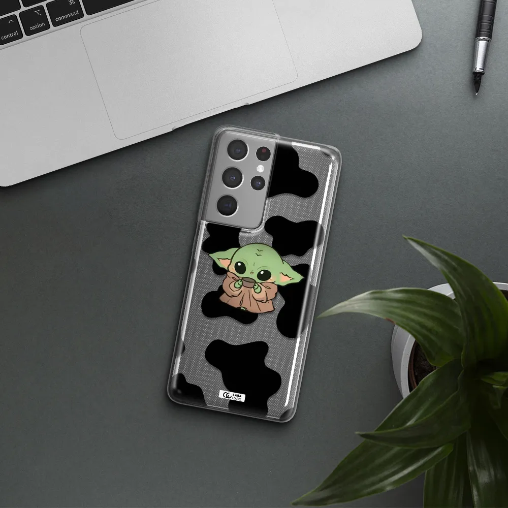 a cartoon of a baby yoda Samsung S21 Ultra Clear TPU Case