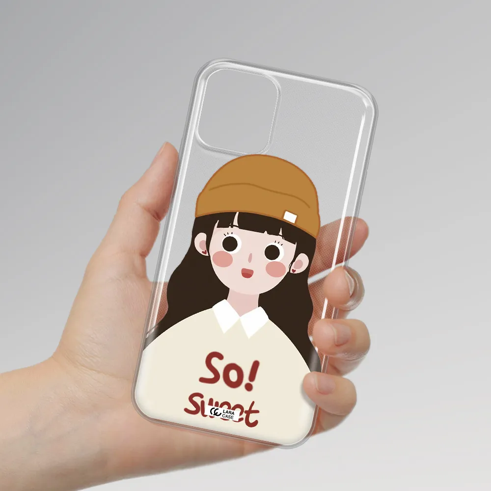 a cartoon of a girl with brown hair Apple iPhone 11 pro max Clear TPU Case