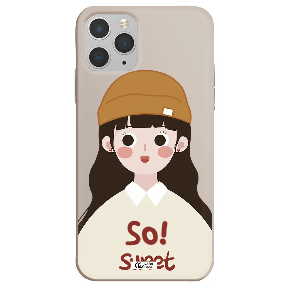 a cartoon of a girl with brown hair Apple iPhone 11 pro max Silicone Stone Case