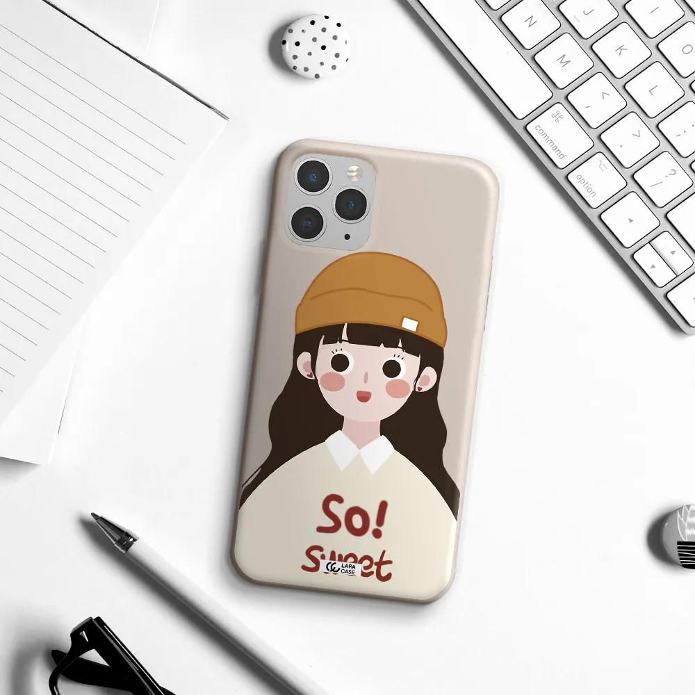 a cartoon of a girl with brown hair Apple iPhone 11 pro Silicone Stone Case