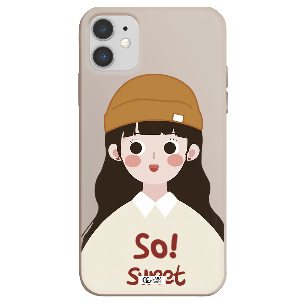 a cartoon of a girl with brown hair Apple iPhone 11 Silicone Stone Case