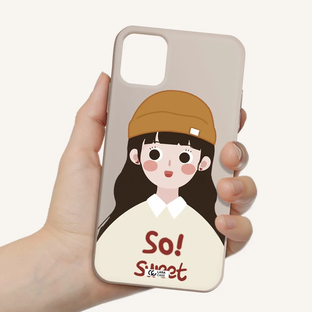 a cartoon of a girl with brown hair Apple iPhone 11 Silicone Stone Case