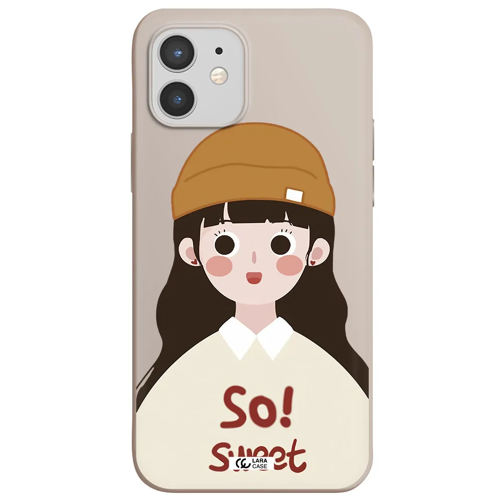 a cartoon of a girl with brown hair Apple iPhone 12 Silicone Stone Case