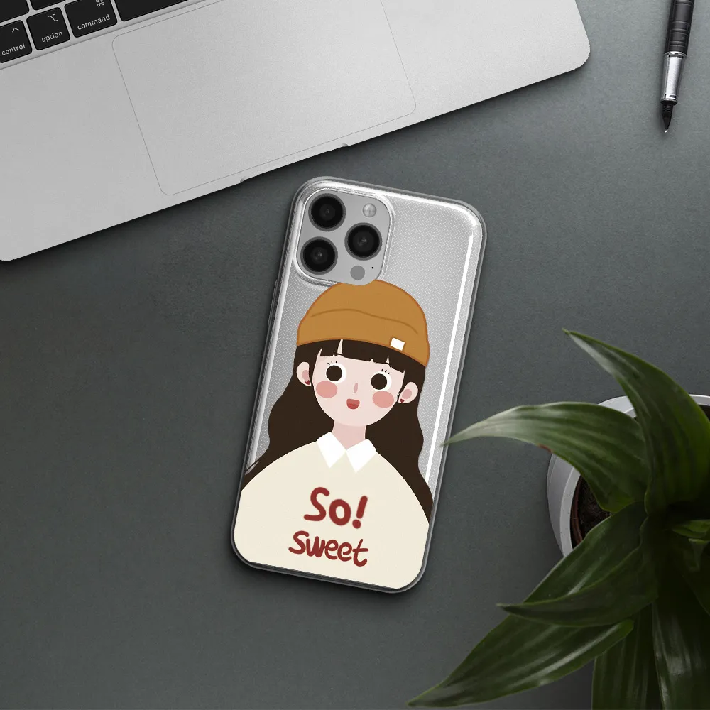 a cartoon of a girl with brown hair Apple iPhone 13 Pro Clear TPU Case