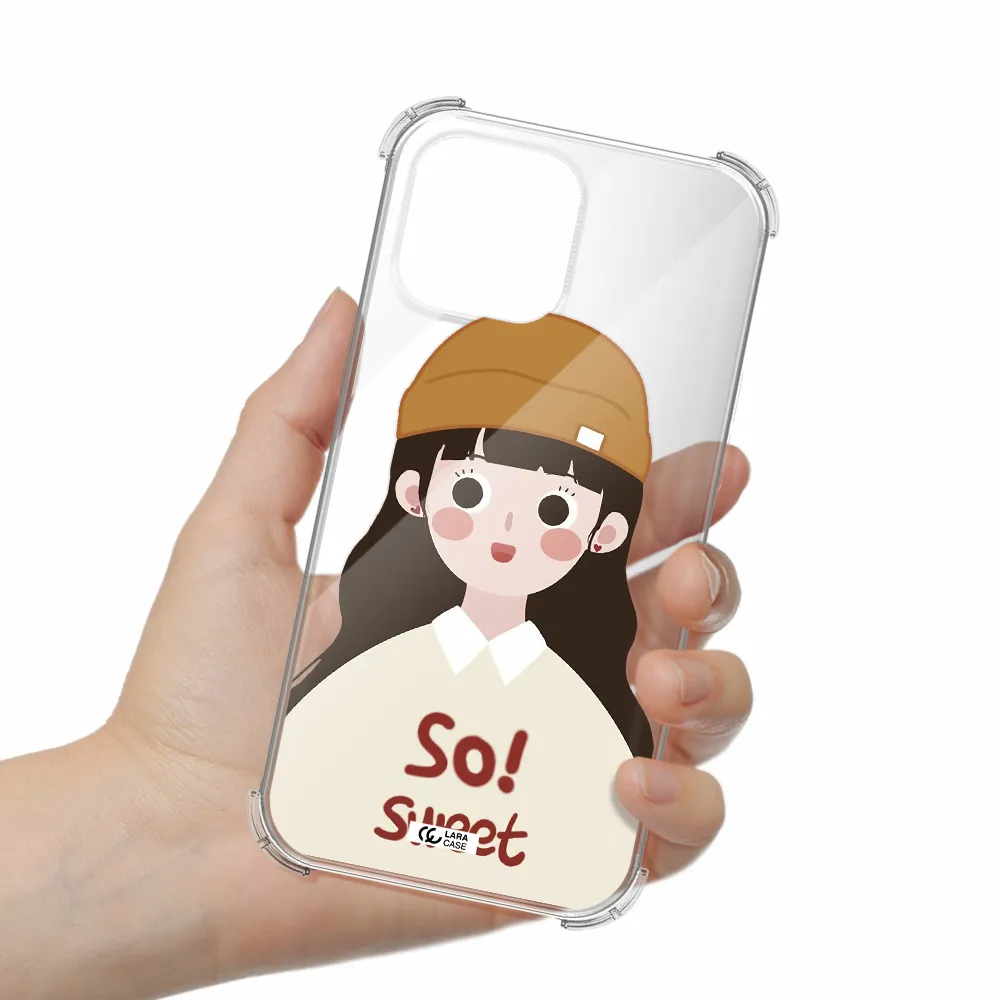a cartoon of a girl with brown hair Apple iPhone 13 Pro Max Clear PC Case